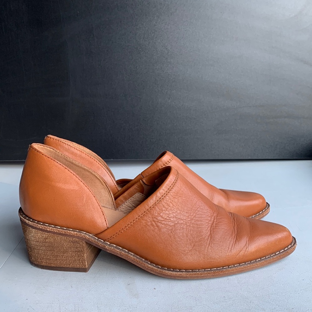 Madewell Brady Tan Leather Mules with Stacked Heel